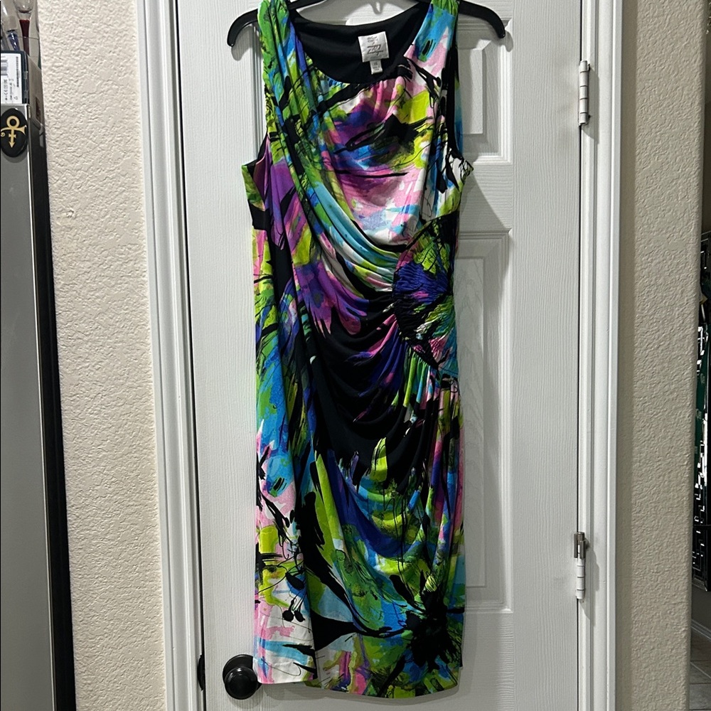 Suzi Chin for Maggy Boutique Colorful Swirl Midi Dress